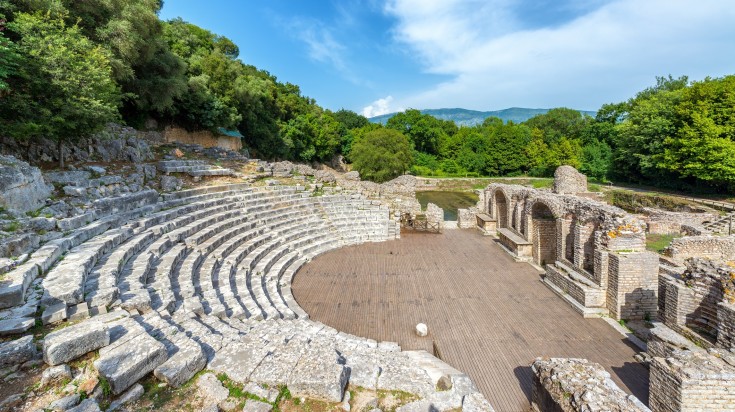 Explore the ruins in Butrint. Ancient theatre ruins in Butrint