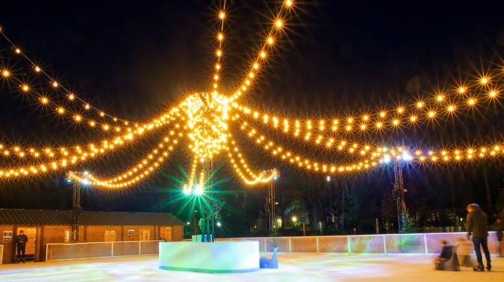 Ice skating in Bruges during the winter month of Janaury.