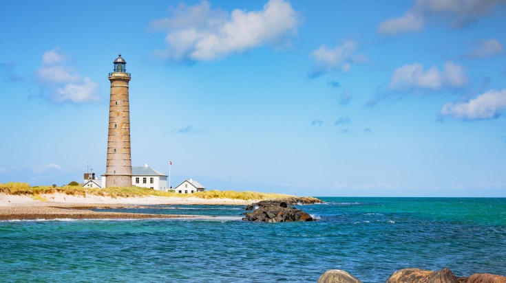 Iconic lighthouse in Skagen during summer. Iconic lighthouse in Skagen during summer.