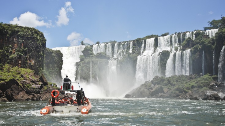 Boat tours are available in the park and give visitors the unique chance to experience the full force of the falls from a different angle. Iguazu Falls boat ride