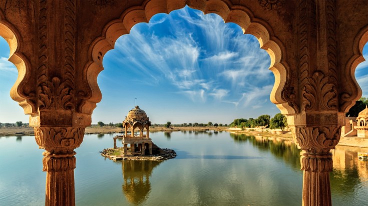 Indian landmark Gadi Sagar in Rajasthan