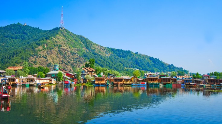 View of Dal Lake in Srinagar, India in August