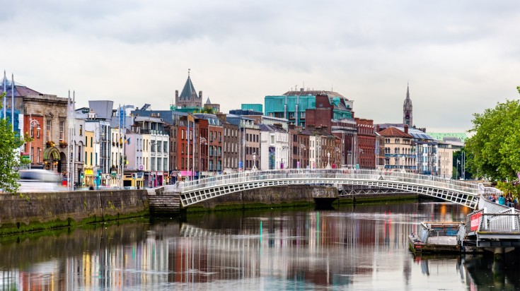 View of Dublin with the Ha'penny Bridge   Ireland