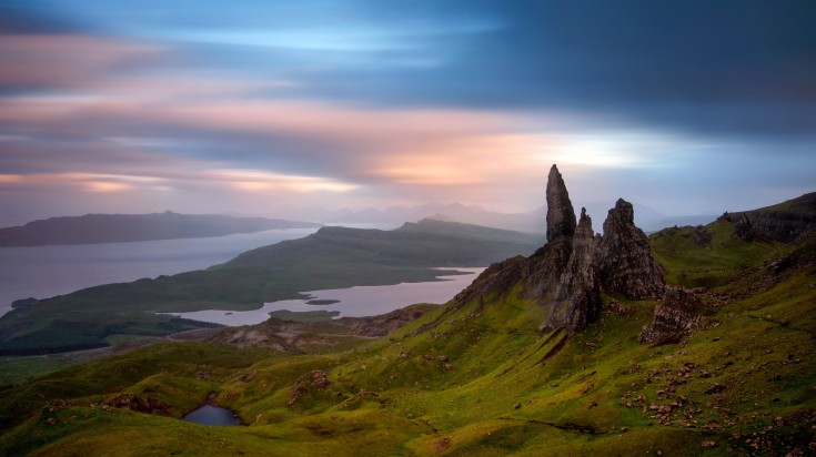 A moody evening view of the Isle of Skye.