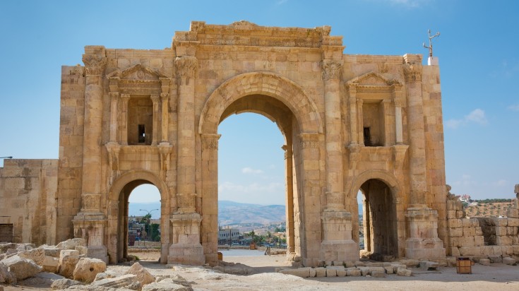 The Arch of Hadrian at Jerash in Jordan.