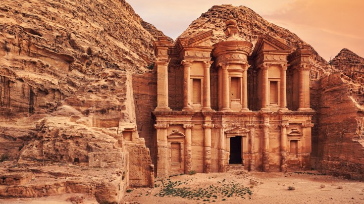 Rocky wall at Petra Jordan in October