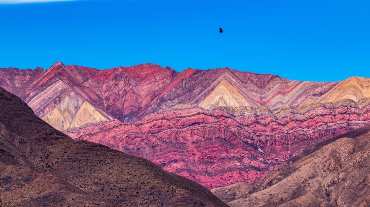 Colorful rock strata at the Yocarite rock formations of Serrainias