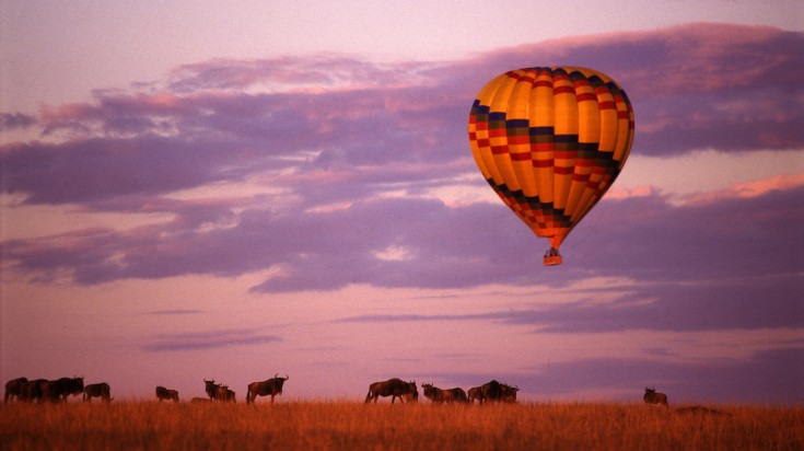 Hot air balloon over Masai Mara