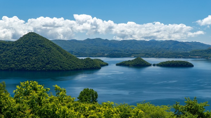 Scenery of Lake Toya in summer, Hokkaido.