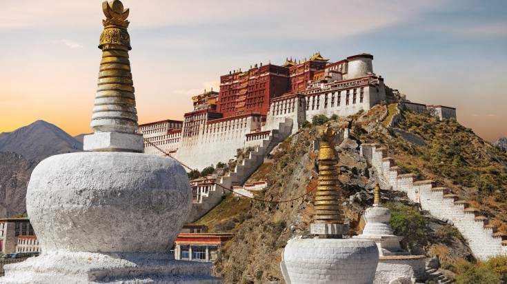 Buddhist structures at Potala palace in Lhasa.