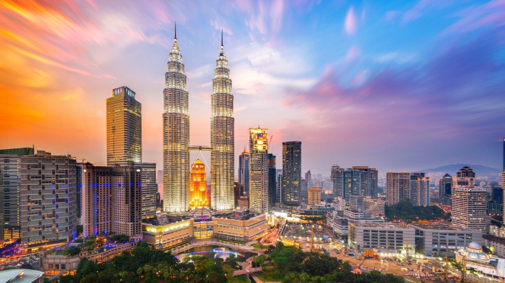 View of Petronas Towers and the city in Malaysia in March.