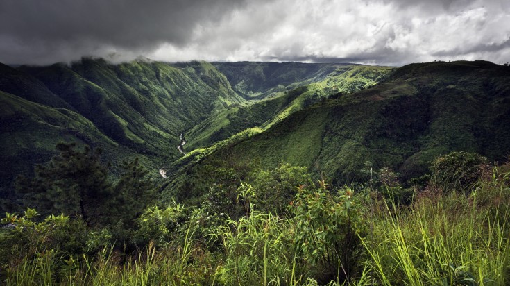 The lush greenery and hills of Meghalaya. 