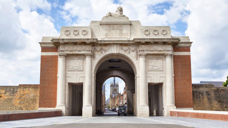 The Menin Gate, a World War I memorial in Ypres.