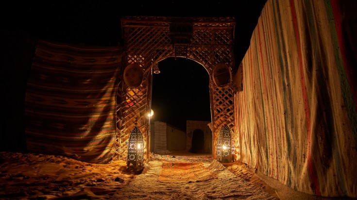 Entrance to the desert campsite , Morocco