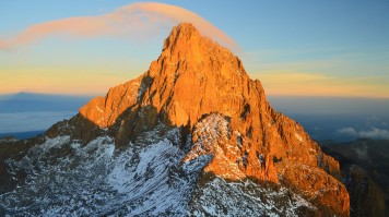 Warm light of sun in Mount Kenya.