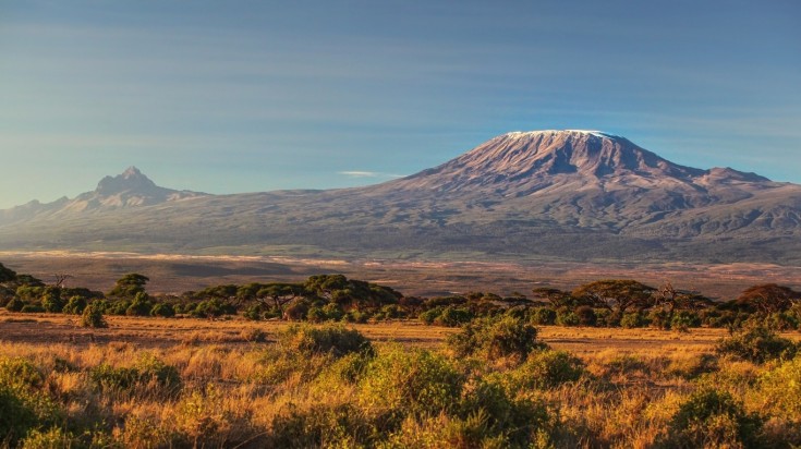 Mount Kilimanjaro captured during summer in Tanzania.