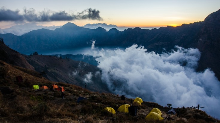 Sunsets from the Mount Rinjani trekking trail are breathtaking