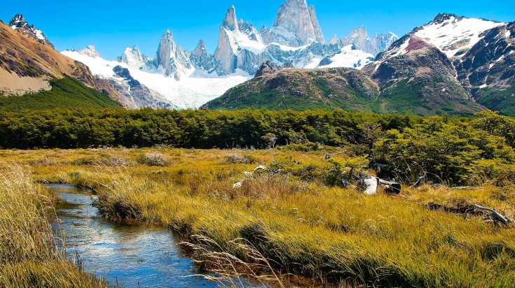 Beautiful nature landscape with Mt Fitz Roy in Los Glaciares National Park