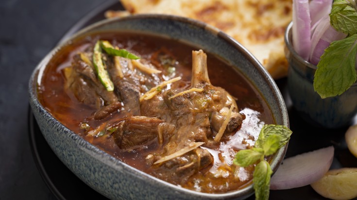 Nihari made up of succulent goat meat.
