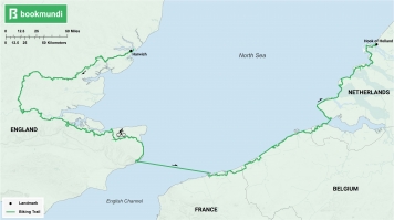 An overview map of North Sea Cycle Route