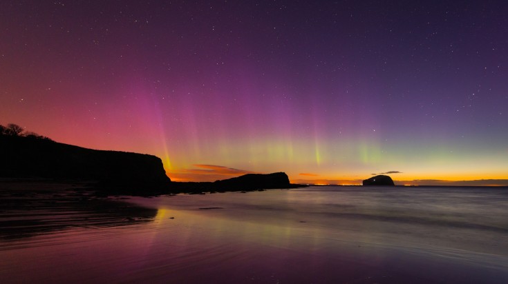 Northern light in the dark skies of Scotland during January