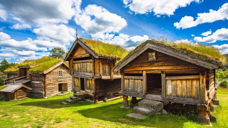 Old traditional Norwegian houses. Geilo, Norway.