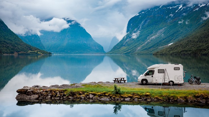 RV near a lake in Norway