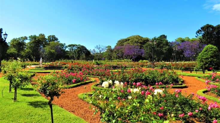 The Rosedal Park at the Palermo in Buenos Aires during bright sunny day.