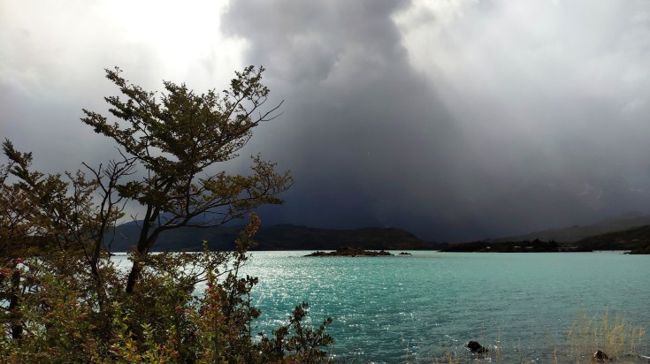 Dark clouds in Torres del National Park in Chile during May.