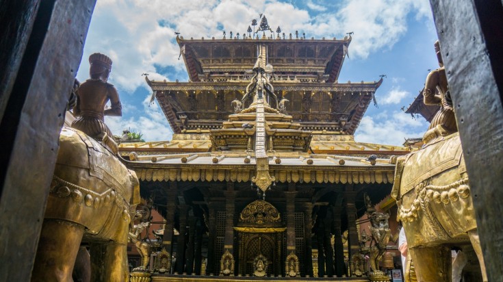 Get this amazing view of Golden Gate temple on your trip to Nepal.