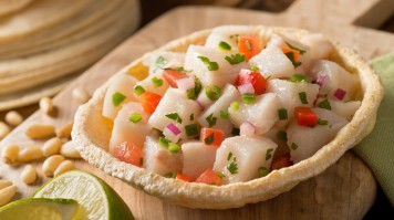 Fresh fish, veggies and lemon, makes Ceviche