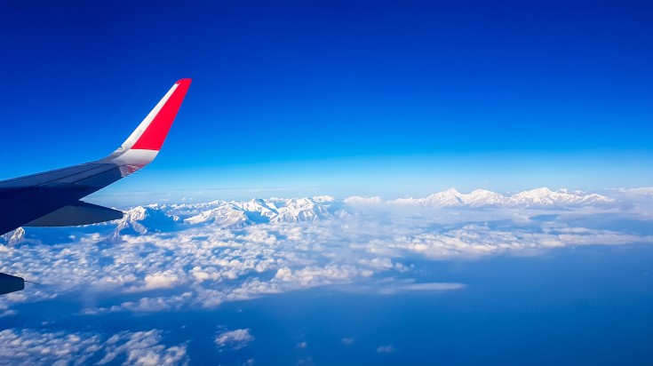 Planes fly high above the clouds in Nepal.