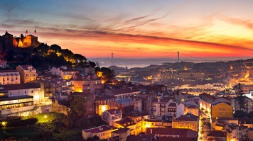 Cityscape of Lisbon in the beautiful sunset. Portugal