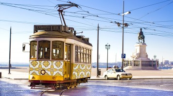 Lisbon trams stock photo