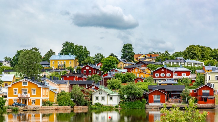 Old town of Porvoo on a cloudy day in Finland. Old town of Porvoo on a cloudy day in Finland.