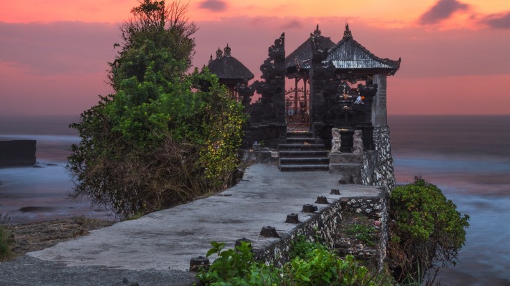 Pura Tanah Lot is a great location to witness Bali's famous sunsets.