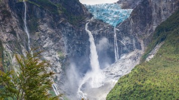 Queulat Hanging Glacier in Aysen Region in Chile.