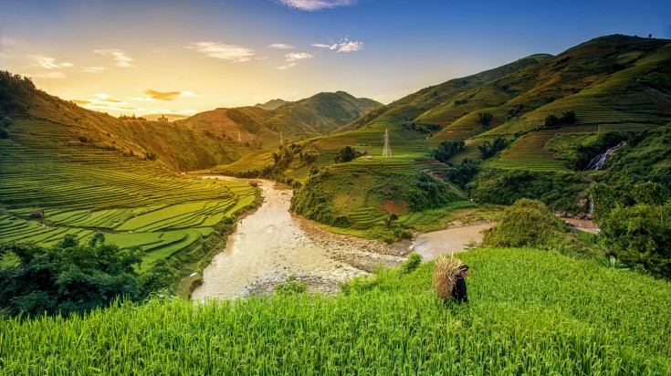 Rice terraces in the north have beautiful weather in Vietnam.