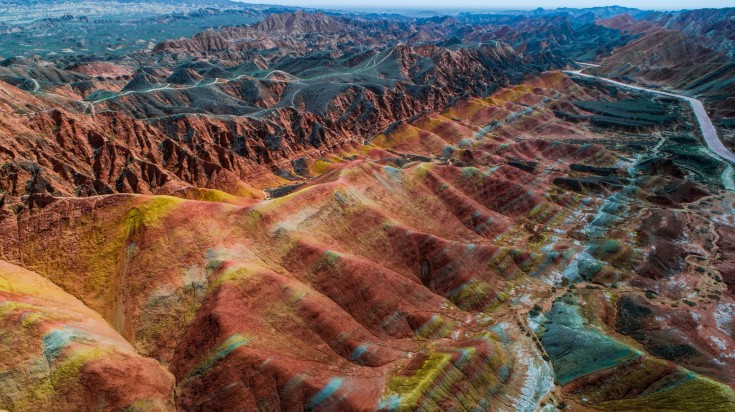 Rainbow mountains in the Zhangye Danxia National Geological Park in Gansu, China