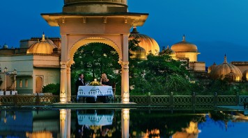 Honeymoon dinner at Rajvilas Oberoi