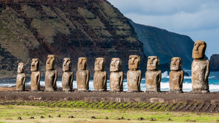 The statues called Moai in Easter Island. 