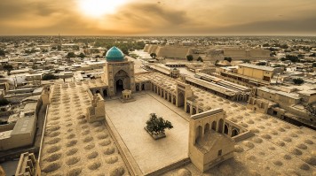 Aerial view of Bukhara in Uzbekistan. 