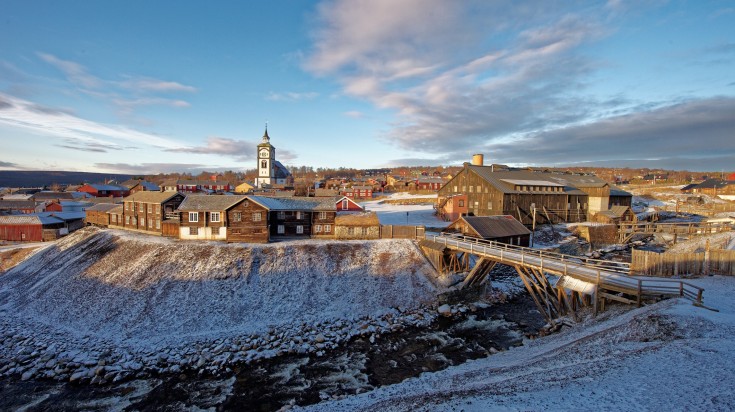 The view of Roros city in a winter morning in Norway.