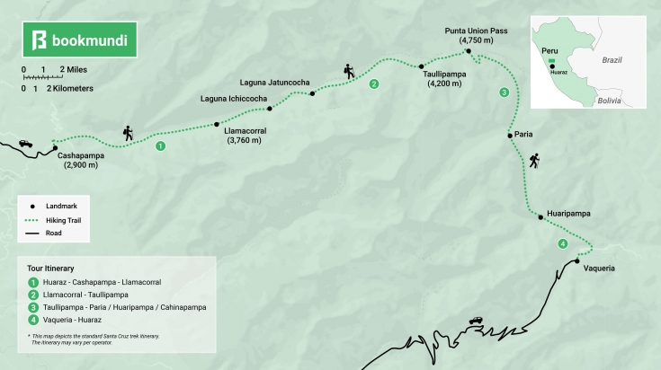 Santa Cruz Trek map