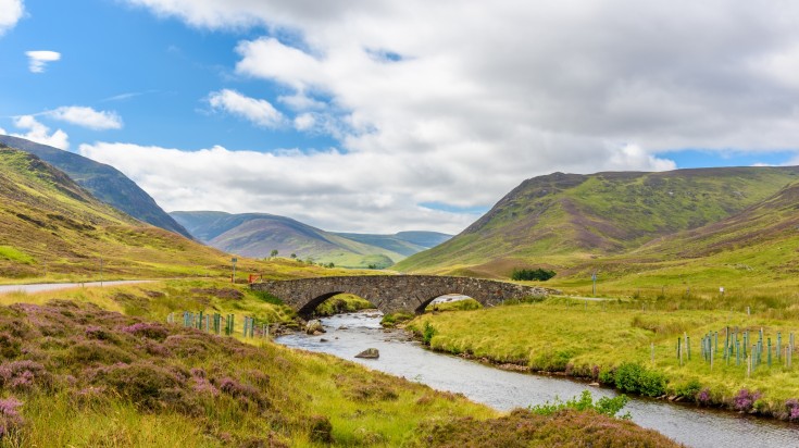 View of the beautiful nature of the Cairngorms National Park in Scotland