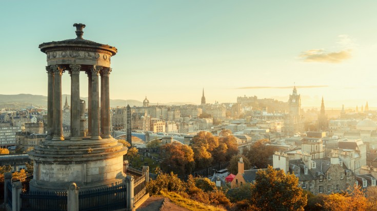 Edinburgh city skyline in Scotland in September