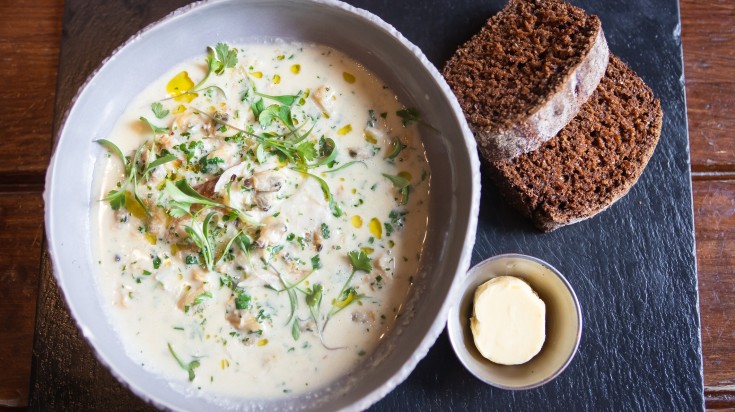 Seafood chowder and corn bread which you can try while visiting Ireland.