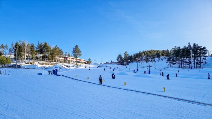 People enjoying their time skiing in Jarvso in Sweden in February. People enjoying their time skiing in Jarvso in Sweden in February.