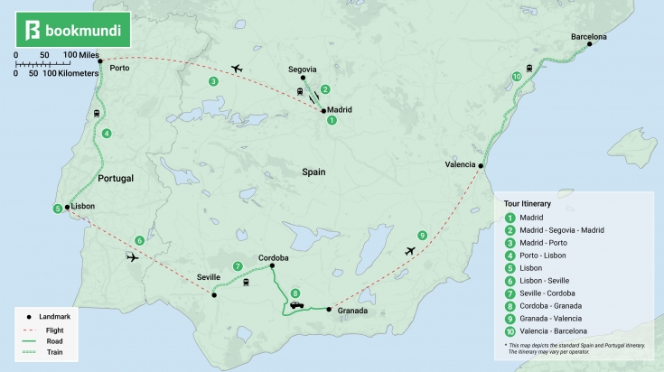 Spain and Portugal itinerary map