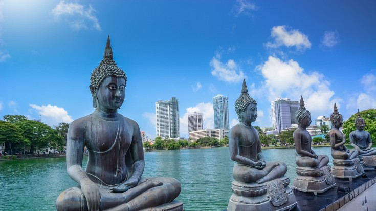 Seema Malaka Temple during clear skies in Sri Lanka.